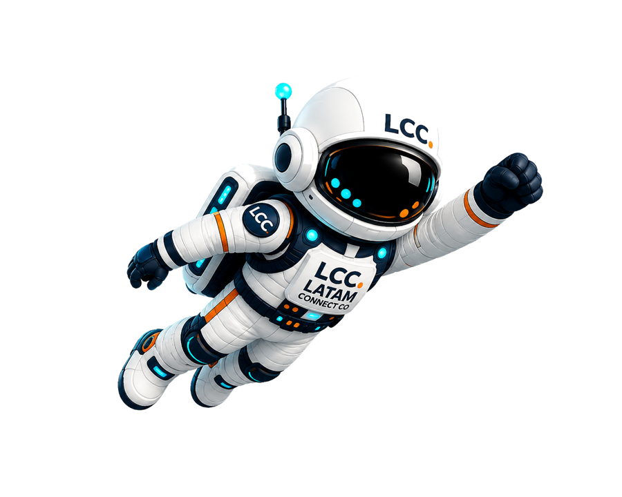 Astro, mascota de Latam Connect Co., dando la bienvenida a la sección de previews